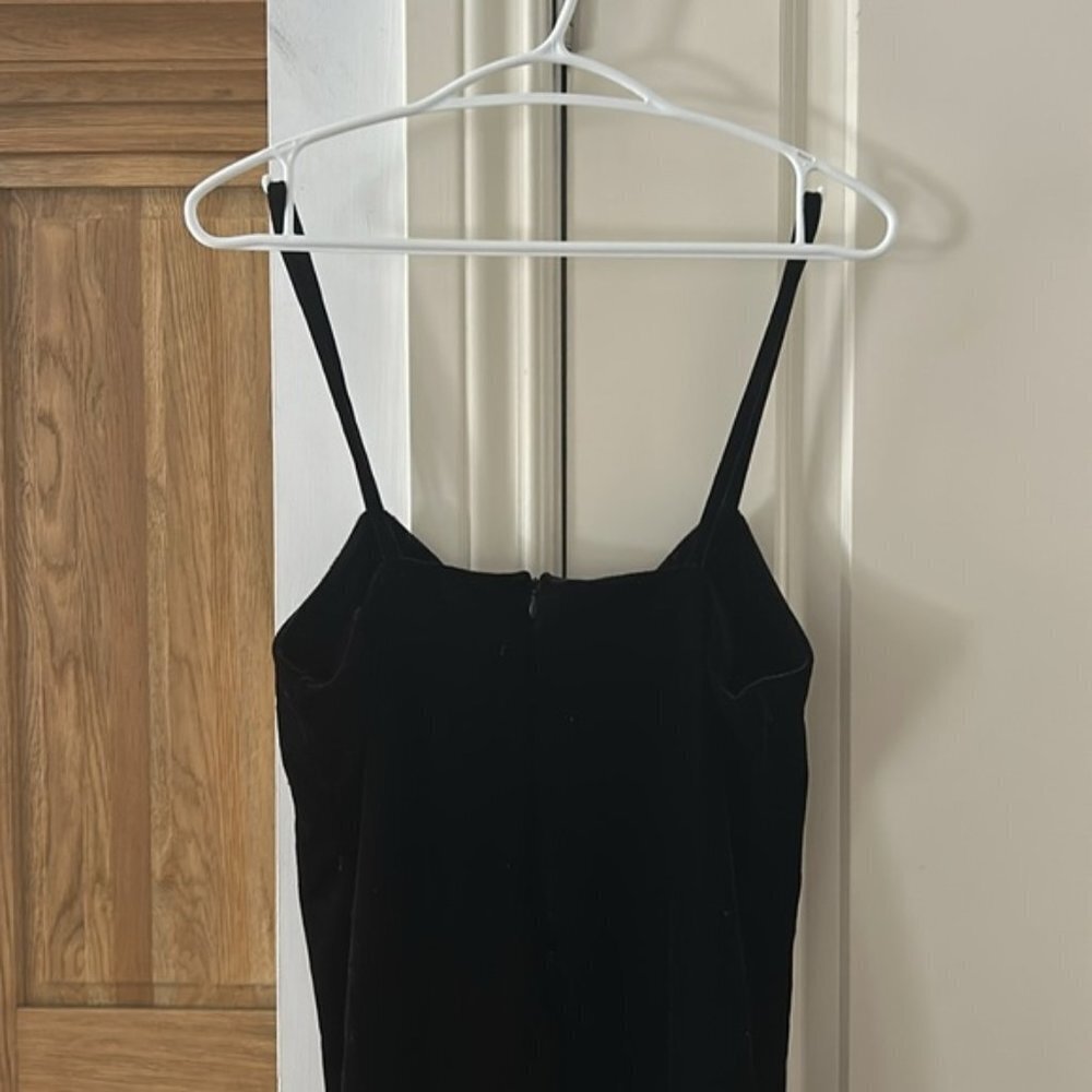 Pixie Market Black Crushed Velvet Mini Black Dress Extra Small Lbd — image 6 of 8